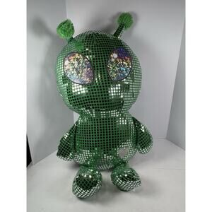 Green Disco Alien Jumbo Stuffed Plush with Heart Reflecting Square Design 36”